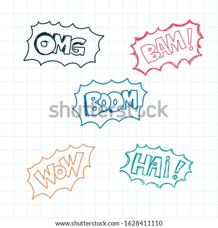 Vector Sketch Comics Word set