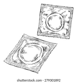 Vector Sketch Condoms in Package