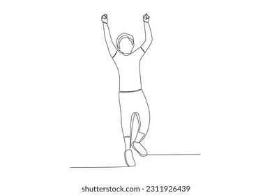 Vector sketch continuous line drawing child boy 
children day happy jump celebration