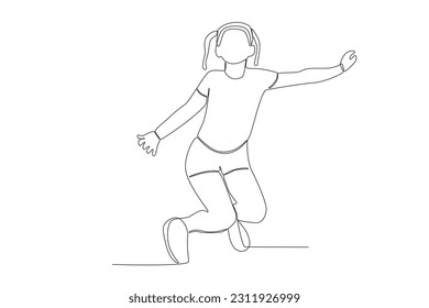 Vector sketch continuous line drawing child woman
children day happy jump celebration