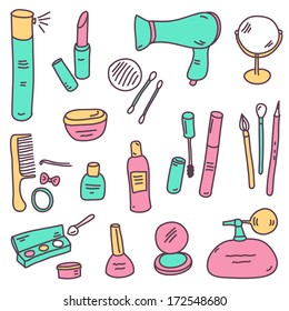vector sketch cosmetics set