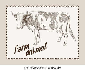 vector sketch of a cow, made by hand