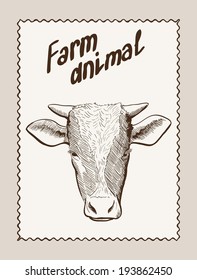 vector sketch of a cow, made by hand