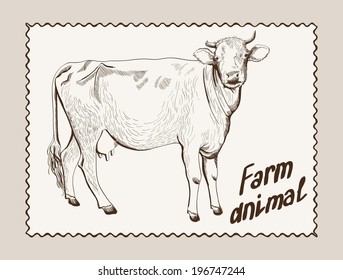 vector sketch of a cow, made by hand