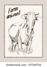 vector sketch of a cow, made by hand