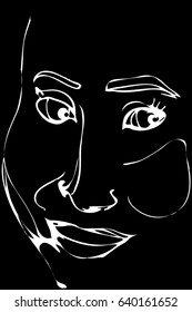  vector sketch of a crafty man smiling