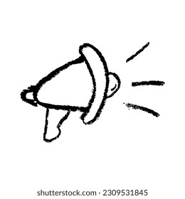 vector sketch crayon Bullhorn or Megaphone, isolated on white
