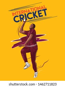Vector sketch of a cricket Bowler - Vector