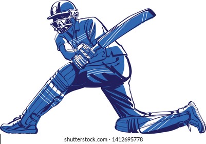 the vector sketch of a cricket player