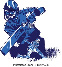 the vector sketch of a cricket player