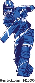 the vector sketch of a cricket player