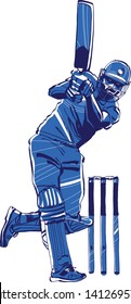 the vector sketch of a cricket player