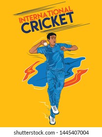 Vector Sketch Of A Cricket Spin Bowling - Vector