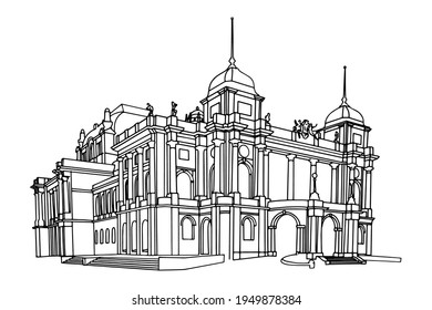 Vector sketch of Croatian National Theater in Zagreb, Croatia.