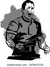 the vector sketch of crying wining athlete