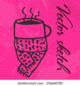 Vector sketch with cup