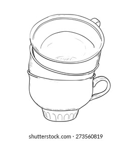 Vector sketch of cups. Hand draw illustration.