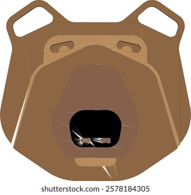 vector sketch of cute bear animal face ornament design