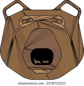 vector sketch of cute bear animal face ornament design
