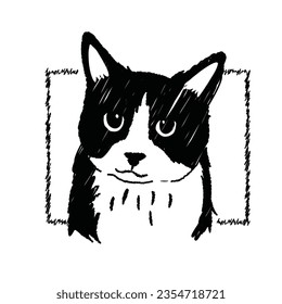 Vector sketch of cute cat face, handdraw style