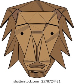 vector sketch of a cute lion animal face ornament design