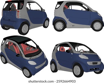 vector sketch of a cute modern smart electric car vehicle design