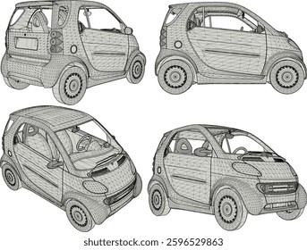 vector sketch of a cute modern smart electric car vehicle design