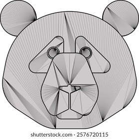 Vector sketch of cute panda animal face ornament design