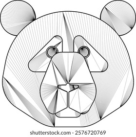 Vector sketch of cute panda animal face ornament design