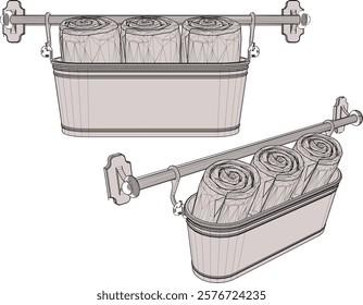 Vector sketch of decorative design for towel holder decoration for bathroom interior