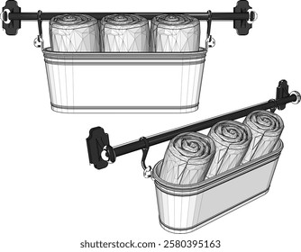 Vector sketch of decorative design for towel holder decoration for bathroom interior