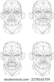 vector sketch design collection of human facial expressions