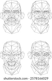 
vector sketch design collection of human facial expressions