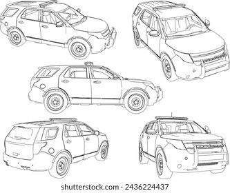 vector sketch design illustration of a 4 wheel drive police service car