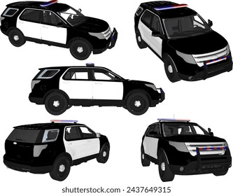 vector sketch design illustration of a 4 wheel drive police service car