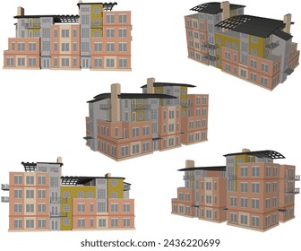 Vektor-Skizze Design Illustrator Architektonische Zeichnung des Apartmenthauses Hotel Villa