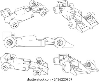 ilustración vectorial de diseño de boceto de la imagen del coche de carreras de fórmula