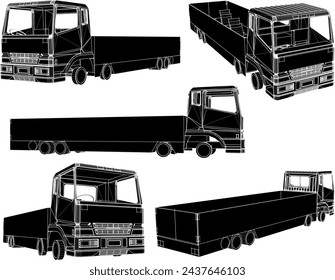 vector sketch design illustrator image of vehicle trailer truck transporting goods