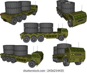 vector sketch design illustrator vehicle trailer truck heavy equipment carrying giant loads