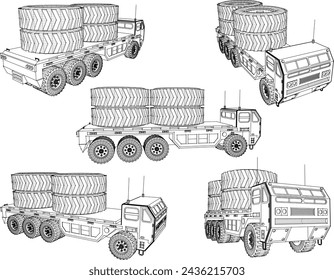 vector sketch design illustrator vehicle trailer truck heavy equipment carrying giant loads