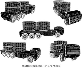 vector sketch design illustrator vehicle trailer truck heavy equipment carrying giant loads