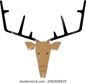 vector sketch design ornament for the face of a cute deer with horns