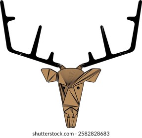 vector sketch design ornament for the face of a cute deer with horns