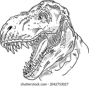 vector - Sketch of a dinosaur head with an open mouth
