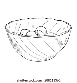 Vector sketch of dish with food. Hand draw illustration.