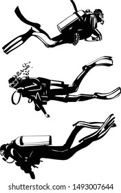 the vector sketch of the diving man