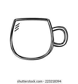 Vector of sketch doodle, cup icon on isolated background