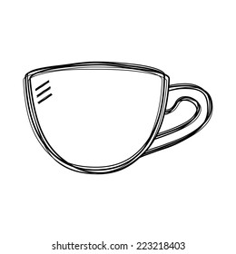 Vector of sketch doodle, cup icon on isolated background
