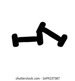 Vector of sketch doodle, dumbbell icon on isolated background
