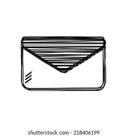 Vector of sketch doodle, envelope icon on isolated background
